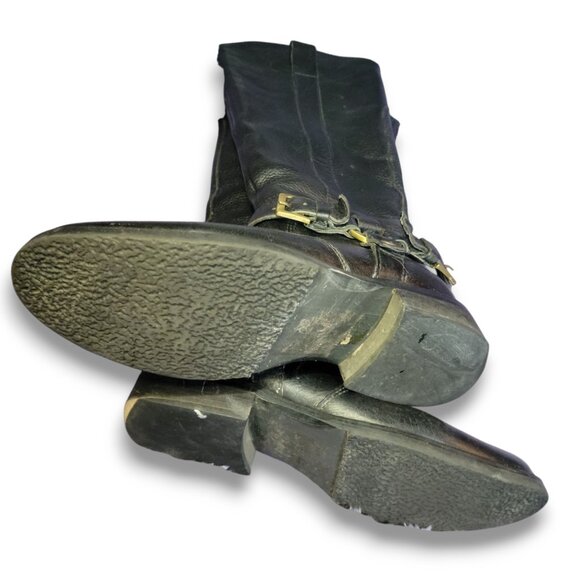 MIZ MOOZ - Women's Black Genuine Leather Buckle Knee High Riding Boots Size 8 - Picture 6 of 9